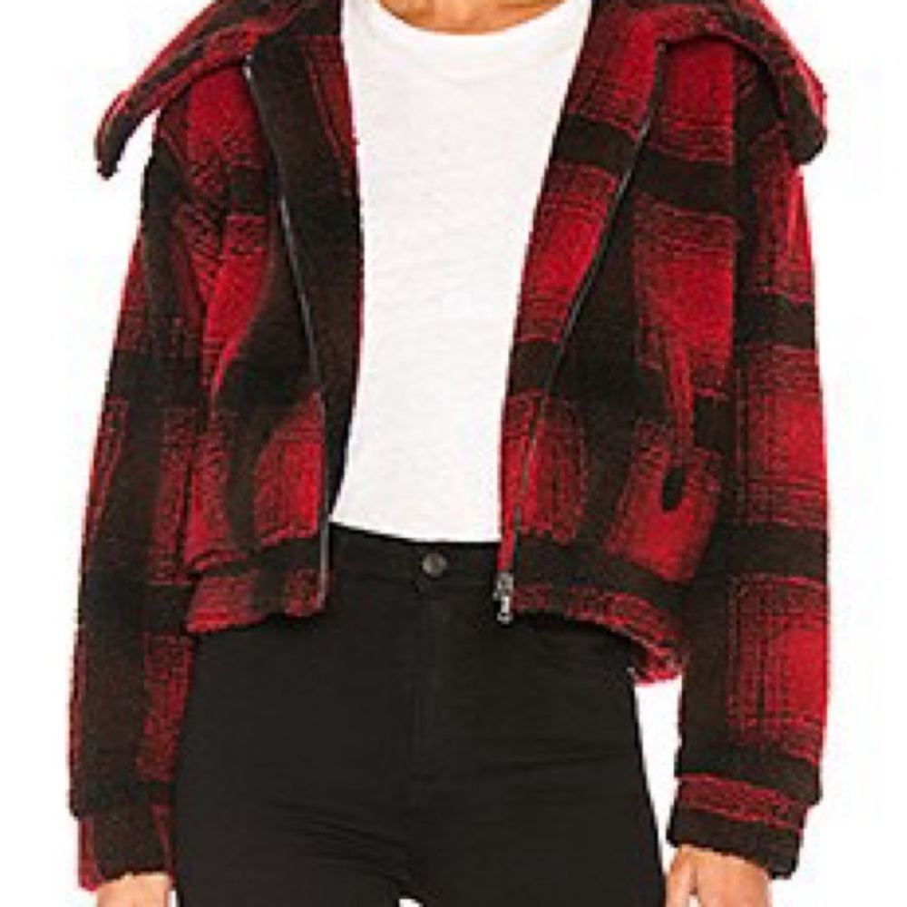 Superdown Candy Zip Front Jacket In Red Plaid Siz… - image 1